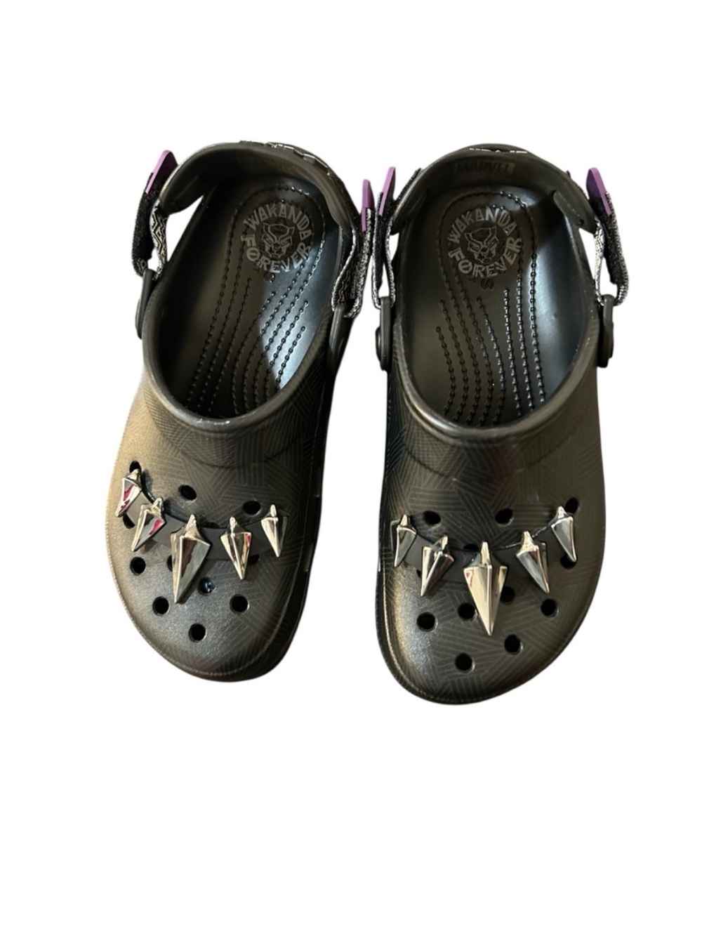 NEW MARVEL Crocs X Black Purple Panther Wakanda Forever YJ3 Women's 5 Stylish